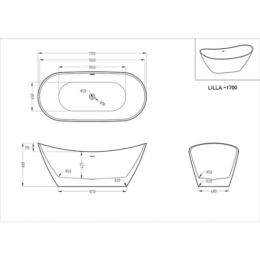 LILIA One Piece Freestanding Bathtub-LILIA 15001700