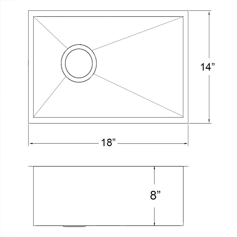 14" x 18" Single Bowl Stainless Steel Bar Sink - Golzar Home