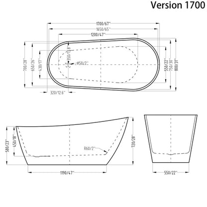 BANANA One Piece Bathtub-BANANA 1500-1700 - Golzar Home