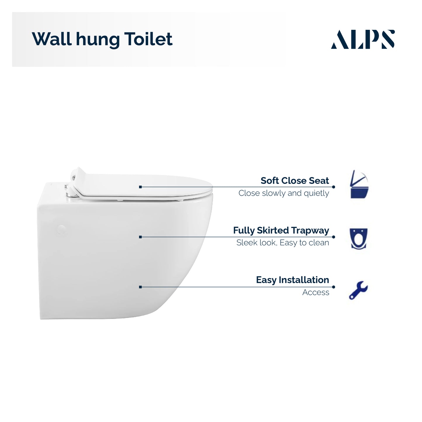 Alps Wall Hung Toilet KW99046 - Complete Set With Duravit Carrier