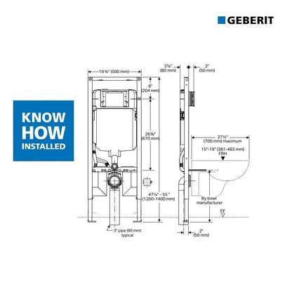 Geberit In-wall Carrier for 2″x4″ Construction 111-798-00-1 – 1.6/0.8 GPF