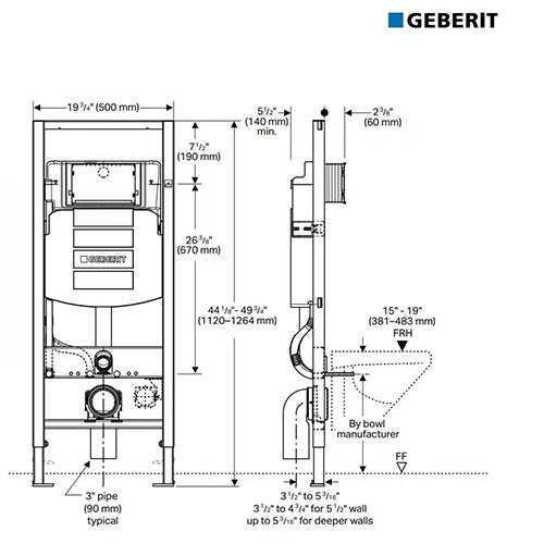 Geberit In-wall Carrier for 2x6 construction - 1.6/0.8 GPF 111.335.00.5