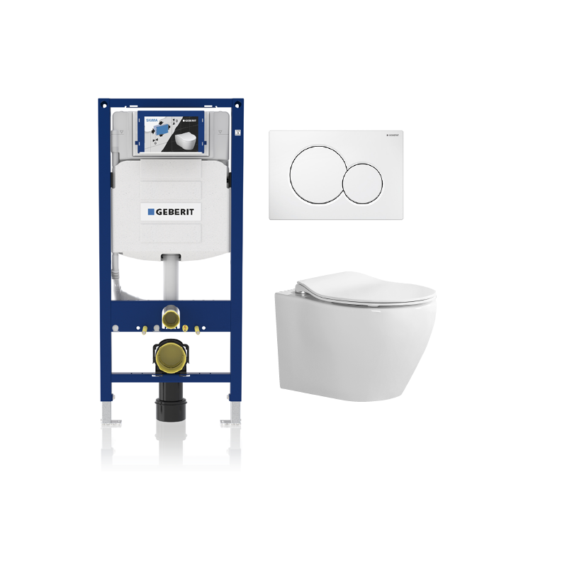 Alps Wall Hung Toilet KW-99046 - Complete Set With Geberit Carrier - Golzar Home