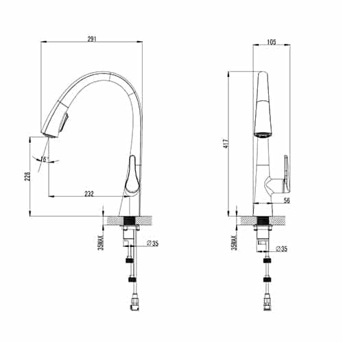 VISENTIN Modern Pull-Down Kitchen Faucet