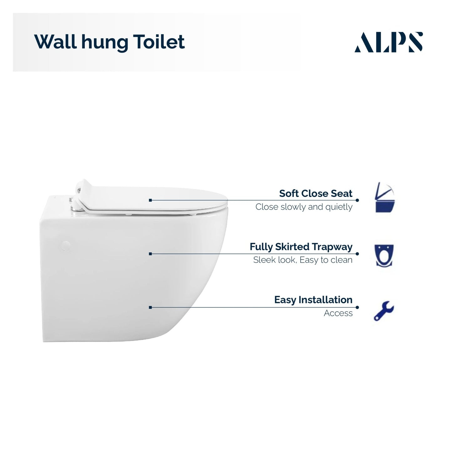 Alps Wall Hung Toilet KW9003 - Complete Set With Duravit Carrier - Golzar Home