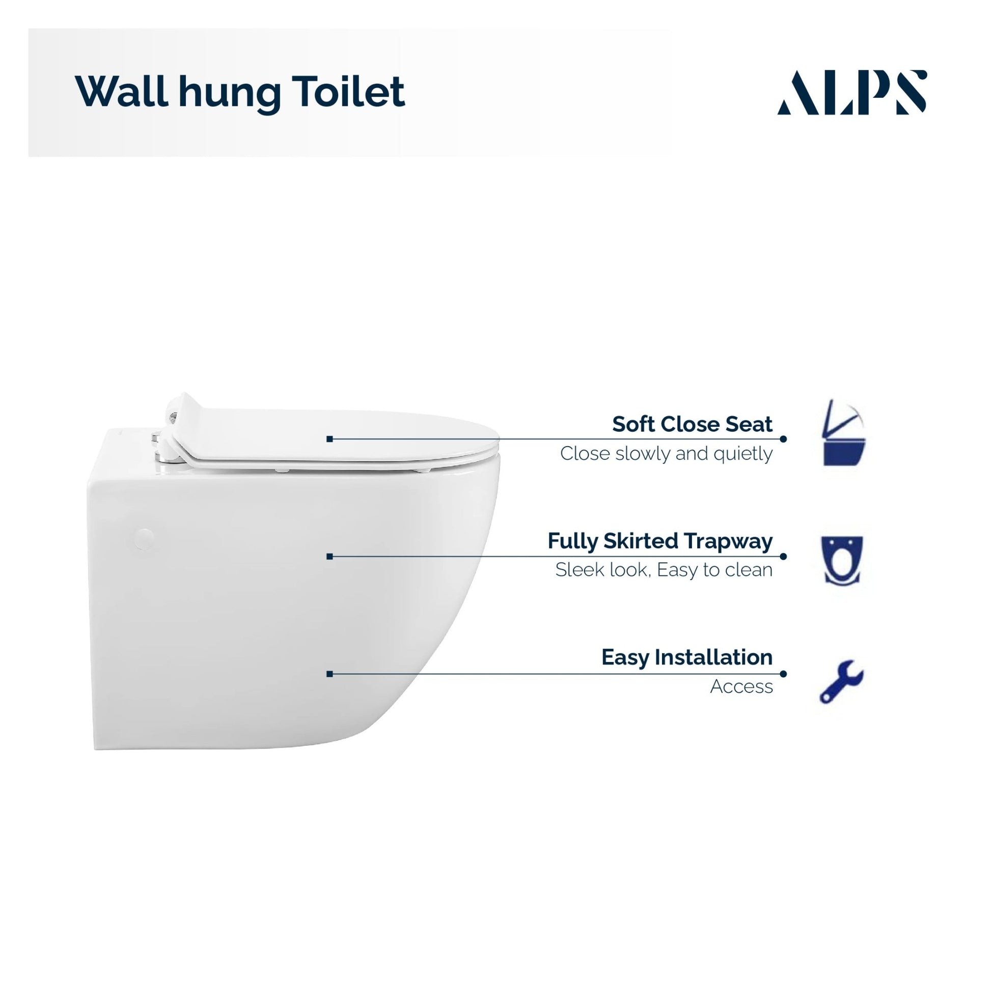 Alps Wall Hung Toilet KW99046 - Complete Set With Duravit Carrier - Golzar Home