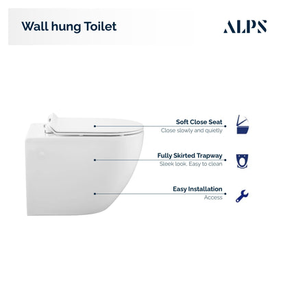 Alps Wall Hung Toilet KW99046 - Complete Set With Duravit Carrier - Golzar Home