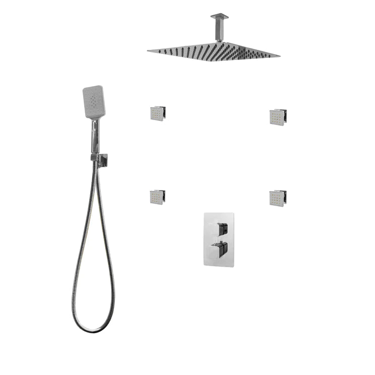 Three Way Thermostatic Shower System F57123-W16BSB4 - Golzar Home