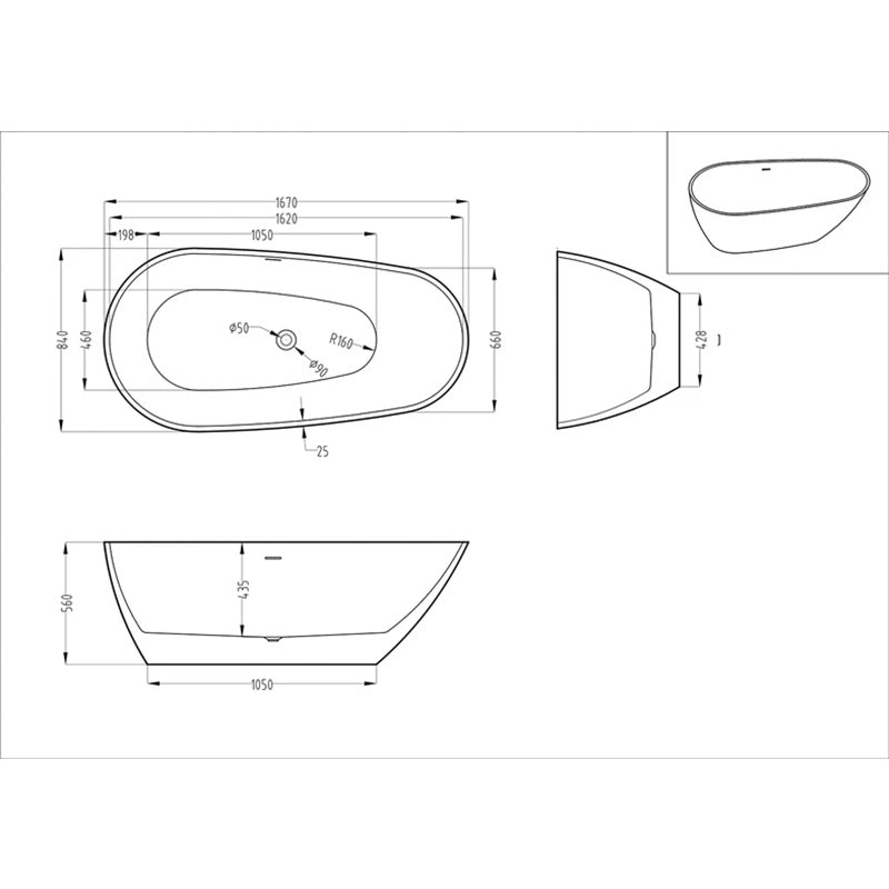 Melon One - Piece Freestanding Bathtub - Golzar Home